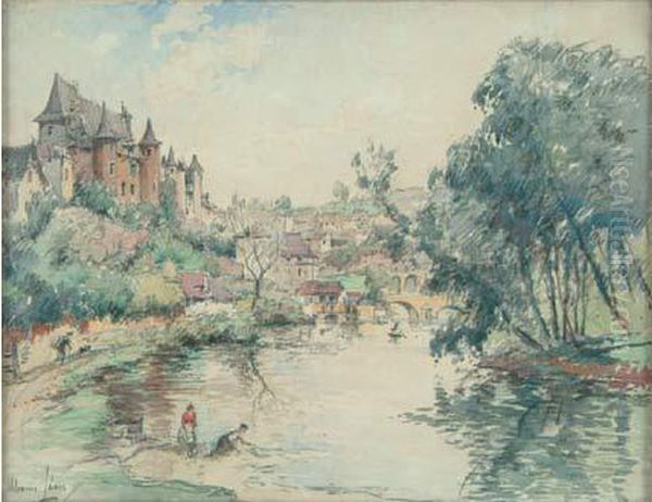 Lavandieres A La Riviere Oil Painting by Maurice Levis