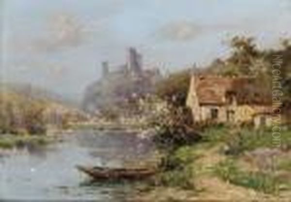 A French River Landscape Oil Painting by Maurice Levis