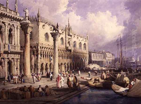 The Molo and the Doges Palace, Venice Oil Painting by Samuel Prout