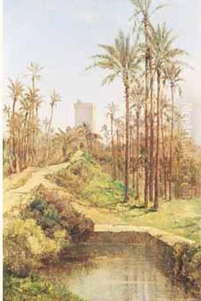 Marrakech, Dans La Palmeraie. Oil Painting by Maurice Levis