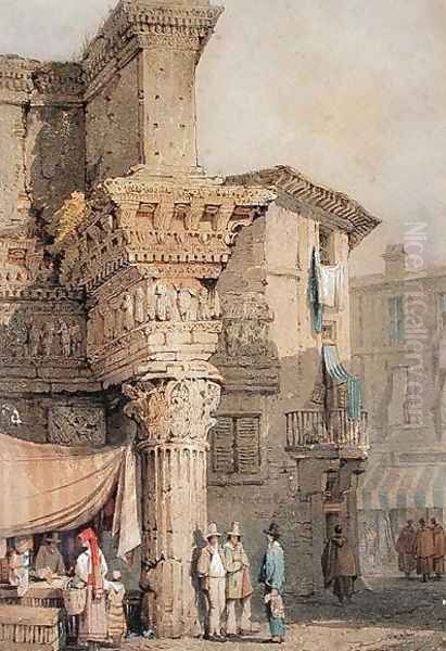 Temple of Pallas, Forum of Nerva, Rome Oil Painting by Samuel Prout