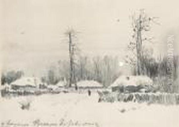 A Snow-covered Village Oil Painting by Isaak Ilyich Levitan