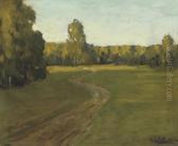 A Summer Landscape Oil Painting by Isaak Ilyich Levitan