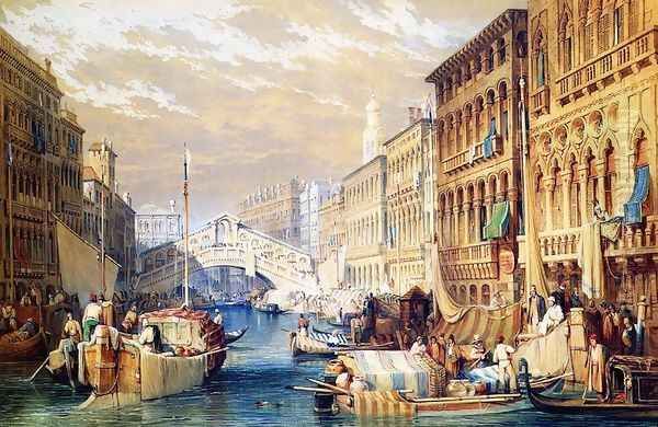 The Rialto, Venice Oil Painting by Samuel Prout