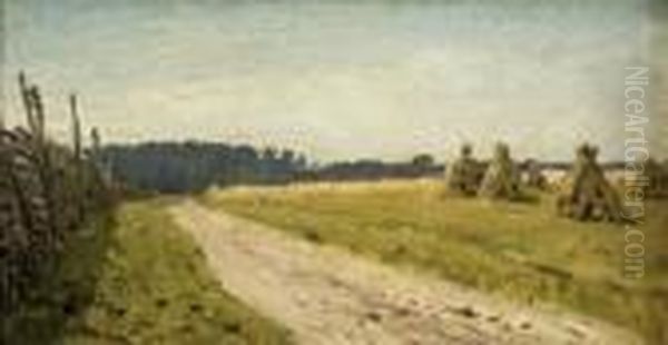 Sheaves By A Country Road Oil Painting by Isaak Ilyich Levitan