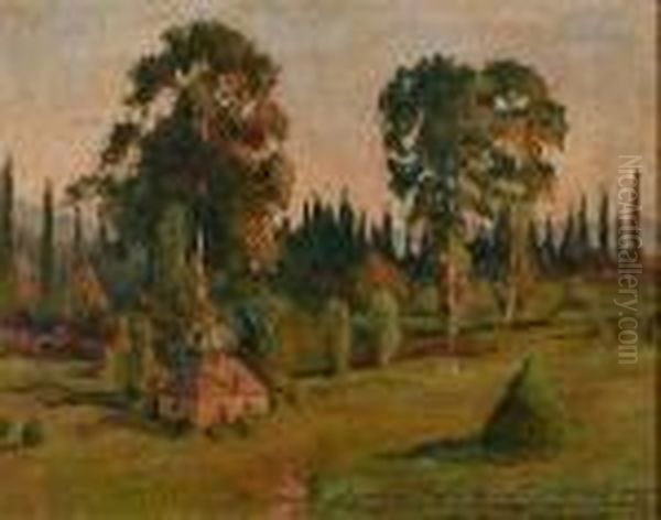 In A Wooded Landscape Oil Painting by Isaak Ilyich Levitan