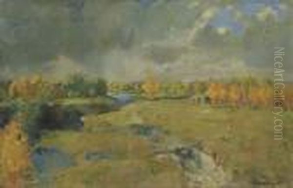 Golden Autumn By The River Oil Painting by Isaak Ilyich Levitan