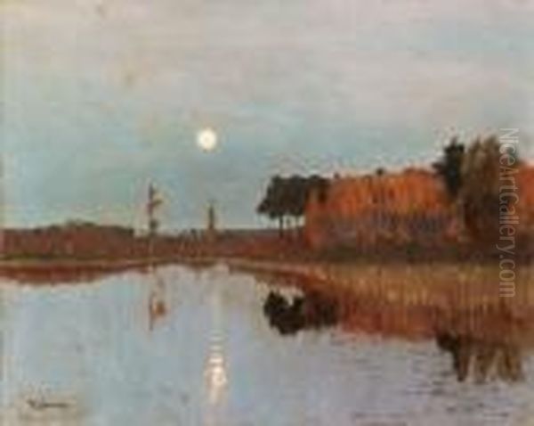 Twilight Over The Lake Oil Painting by Isaak Ilyich Levitan