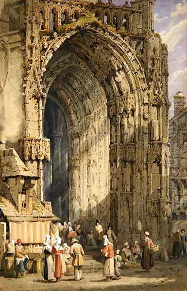 The Porch, Rheims Cathedral, c.1840 Oil Painting by Samuel Prout