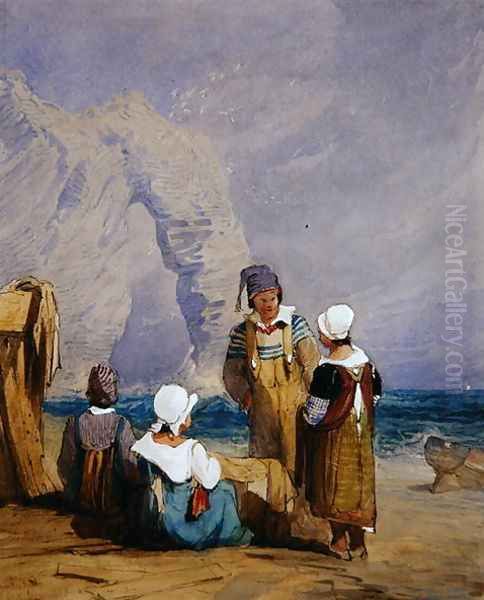 Figures on the beach Oil Painting by Samuel Prout