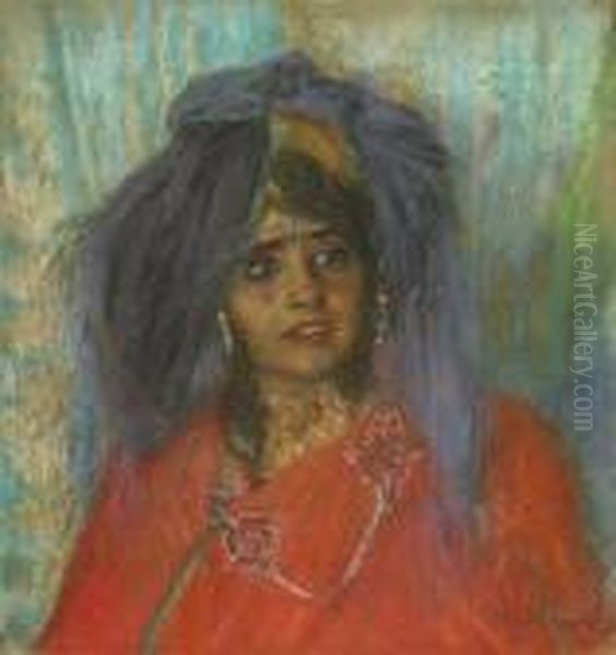 Marocaine Aux Bijoux Oil Painting by Lucien Levy-Dhurmer