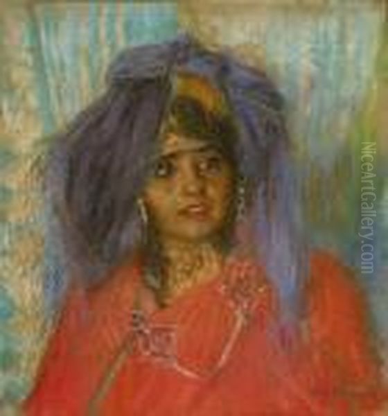 Portrait D'une Berbere Marocaine Oil Painting by Lucien Levy-Dhurmer