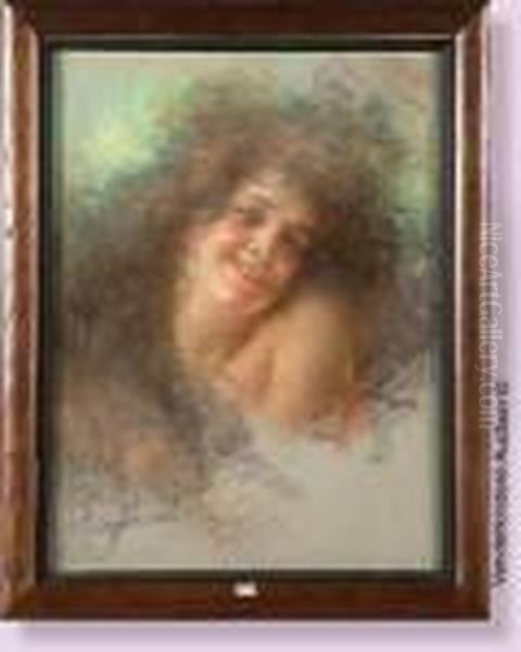 Portrait D'une Belle Oil Painting by Lucien Levy-Dhurmer