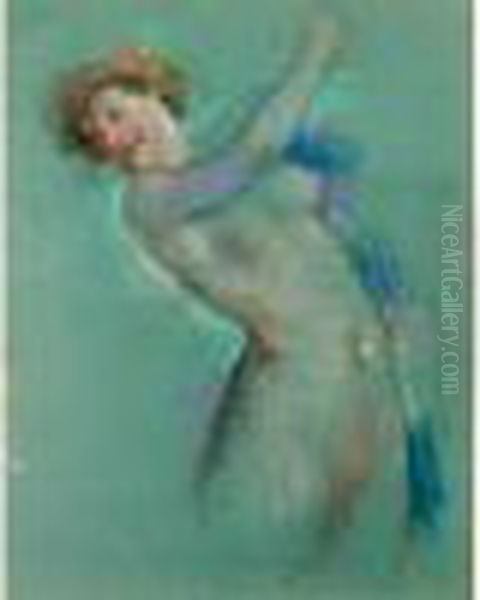 Jeune Femme Rousse Nue Oil Painting by Lucien Levy-Dhurmer