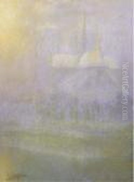 Neige Au Chevet De Notre Dame Oil Painting by Lucien Levy-Dhurmer