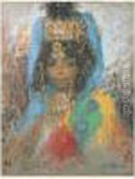 Femme Du Maghreb Paree De Bijoux Oil Painting by Lucien Levy-Dhurmer