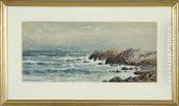 Seascape With Distant Ships Oil Painting by Edmund Darch Lewis