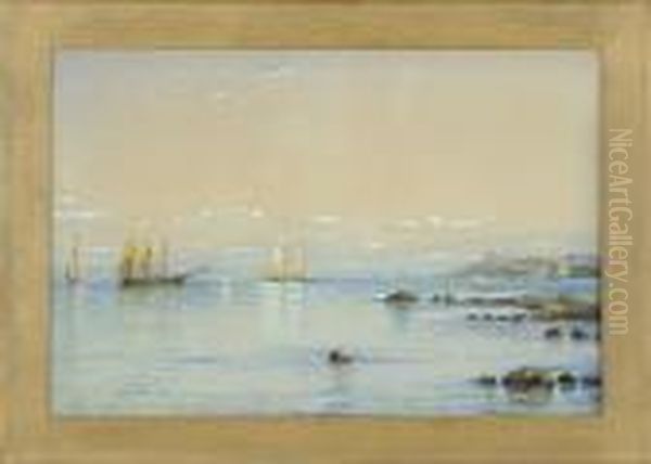 Ships Off The Narragansett Oil Painting by Edmund Darch Lewis