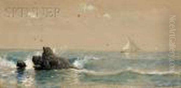 Schooner On The Atlantic Oil Painting by Edmund Darch Lewis