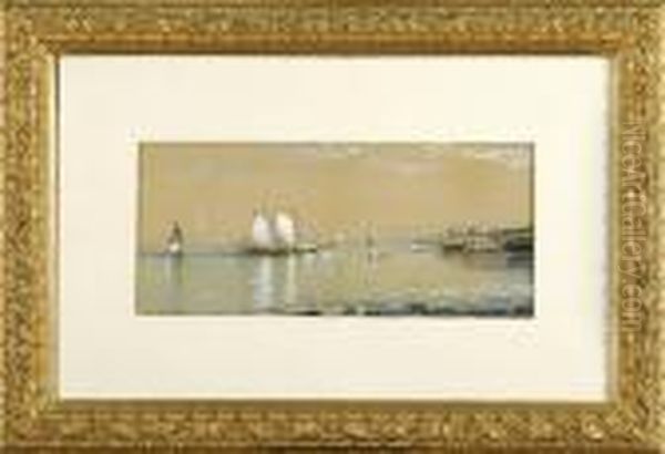 Yachts Off Narragansett Oil Painting by Edmund Darch Lewis