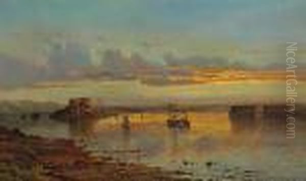 Newport Harbor, Twilight Oil Painting by Edmund Darch Lewis