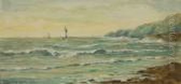 Shore Scene With Sailing Vessels Oil Painting by Edmund Darch Lewis