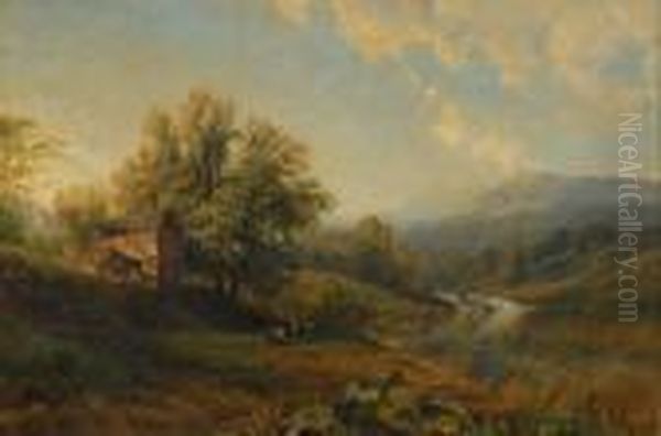 Landscape With Mill Oil Painting by Edmund Darch Lewis