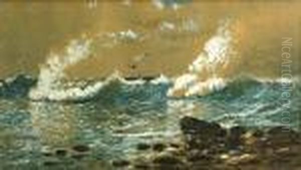 A Thundering Sea Oil Painting by Edmund Darch Lewis