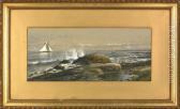 Coastal Scene Of Indian Rock Oil Painting by Edmund Darch Lewis