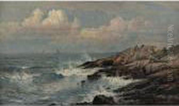 Along The Rocky Coast Oil Painting by Edmund Darch Lewis