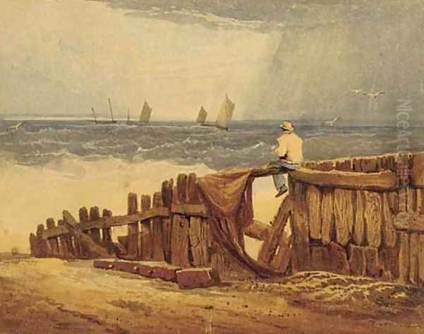 The breakwater Oil Painting by Samuel Prout