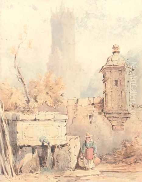 The church tower Oil Painting by Samuel Prout