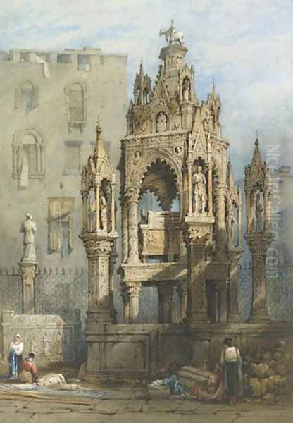 The Scaliger Monument, Verona, Italy Oil Painting by Samuel Prout