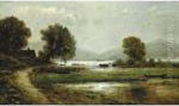 Marsh Landscape Oil Painting by Edmund Darch Lewis