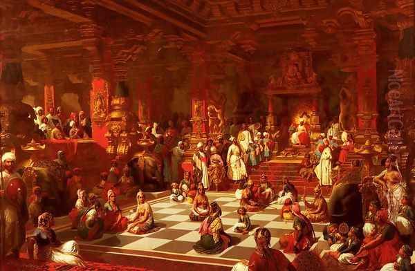 Jeu D'Echecs Indien (Indian Chess Set) Oil Painting by Henri Pierre Picou