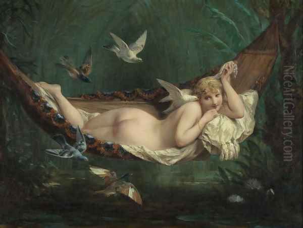 The Hammock Oil Painting by Henri Pierre Picou