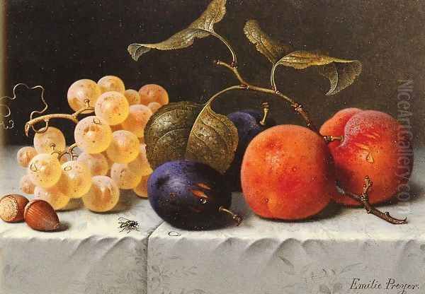 Still Life with Fruit and Nuts Oil Painting by Emilie Preyer