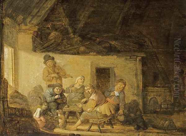 A Barn Interior 1637 Oil Painting by Pieter Symonsz. Potter