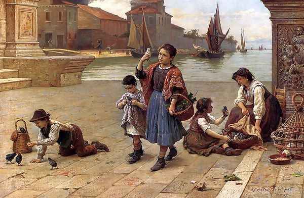 The Bird Seller Oil Painting by Antonio Paoletti