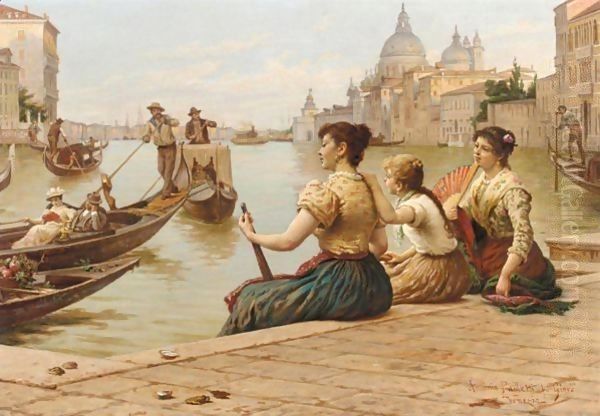 Waiting for the Gondola Oil Painting by Antonio Paoletti