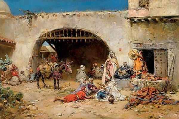 Arab market Oil Painting by Francisco Pradilla y Ortiz