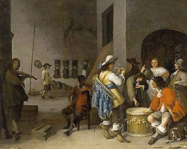 Guardroom Scene 1656 Oil Painting by Anthonie Palamedesz