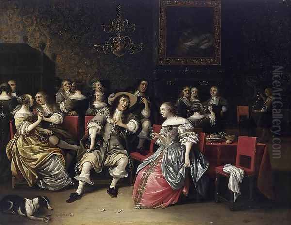 Musical Company 1660s Oil Painting by Anthonie Palamedesz