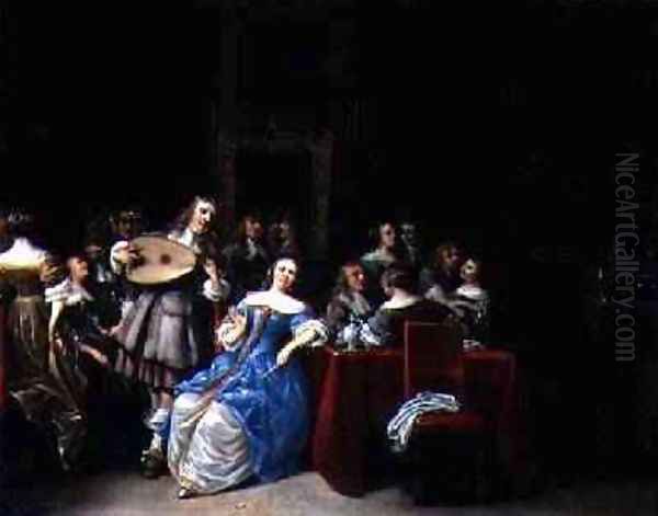 A Musical Party, 1660s Oil Painting by Anthonie Palamedesz