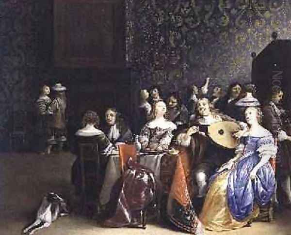 Elegant company merrymaking in an interior Oil Painting by Anthonie Palamedesz