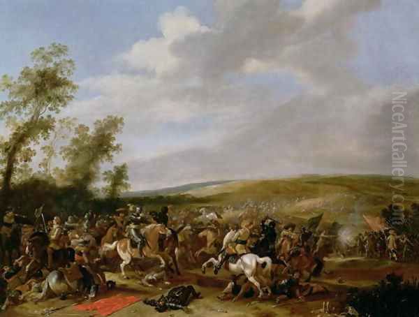 Battle Scene at Lutzen between King Gustavus Adolfus of Sweden against the Troops of Wallenstein 1632 Oil Painting by Anthonie Palamedesz