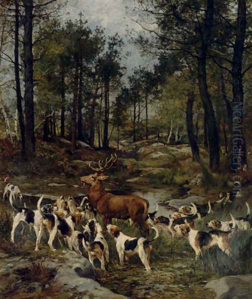 The Deer Hunt Oil Painting by Charles Olivier De Penne