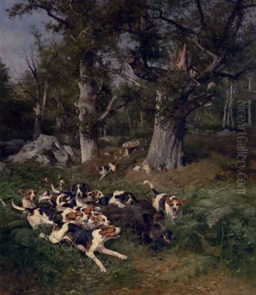 The Boar Chase Oil Painting by Charles Olivier De Penne