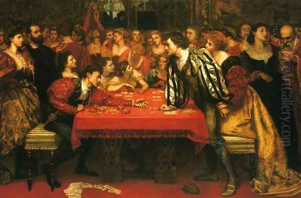 A Venetian Gaming-House in the Sixteenth Century Oil Painting by Valentine Cameron Prinsep