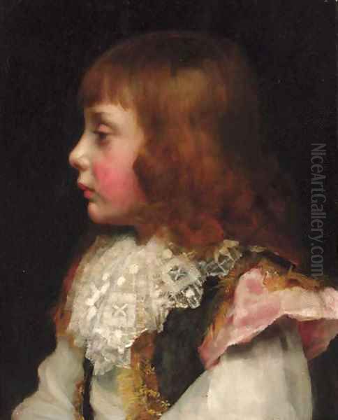 Portrait of a boy Oil Painting by Valentine Cameron Prinsep